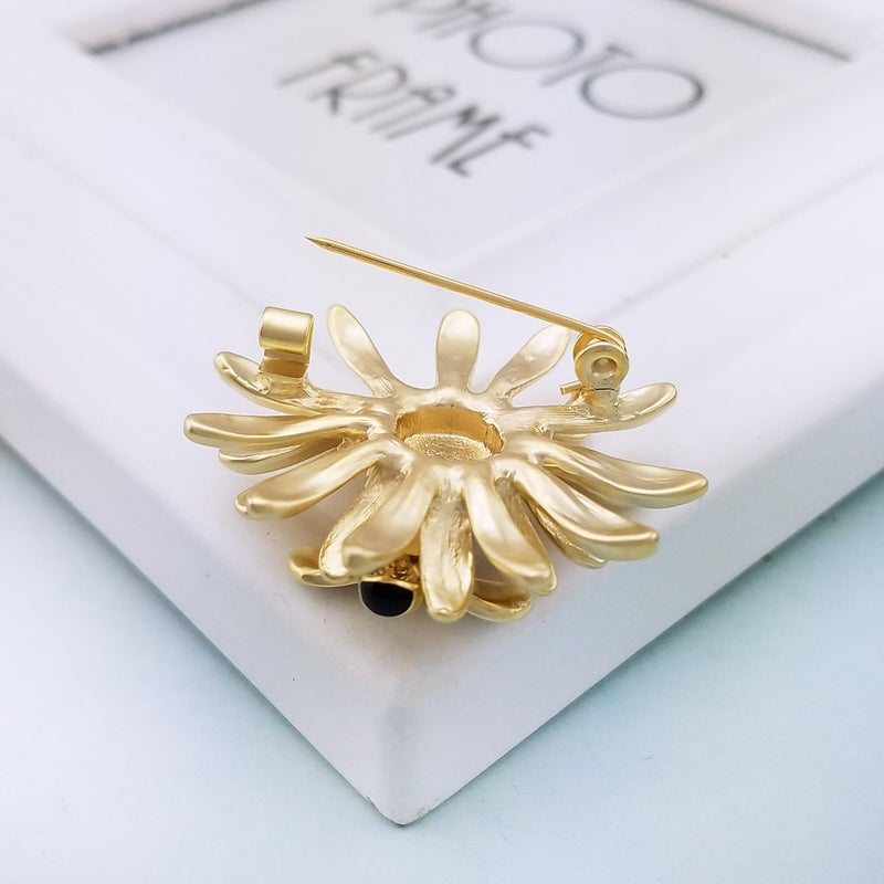YOQUCOL Sunflower Honeybee Bee Brooch Pin with Bright Austrian Cubic Zirconia Crystal for Women - Image 4